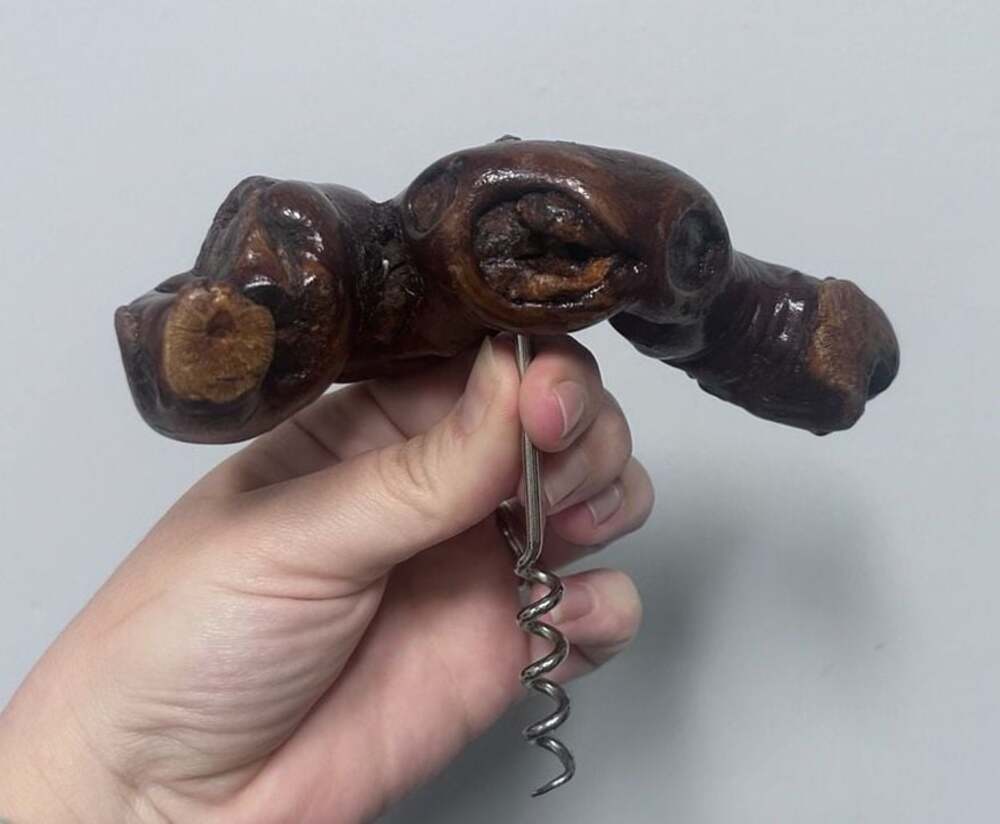 Vintage French Burled Grapevine Wood Corkscrew